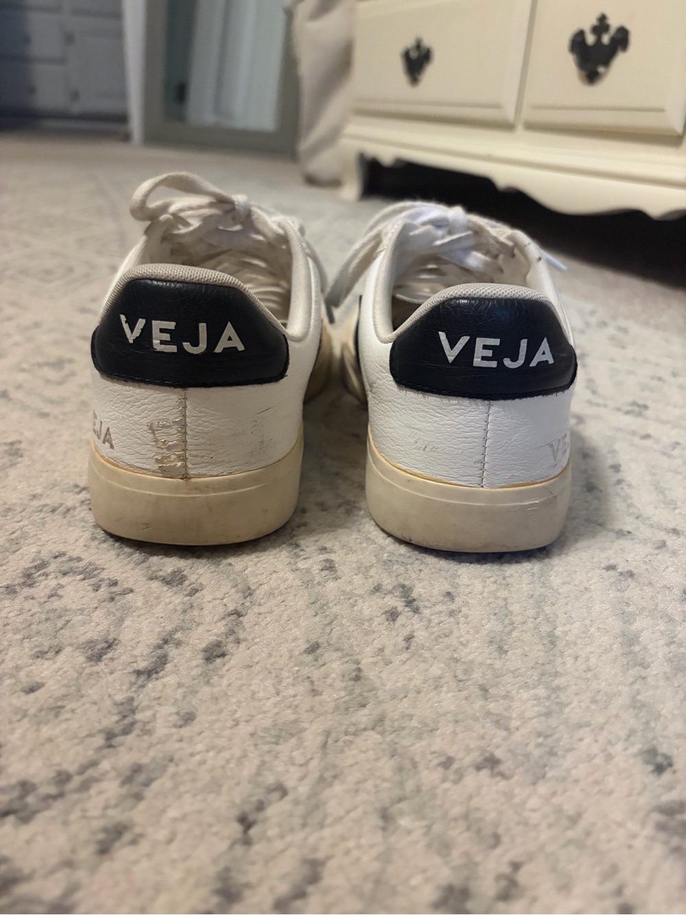 Veja Women’s White Sneakers with Black V Logo - Picture 6 of 6